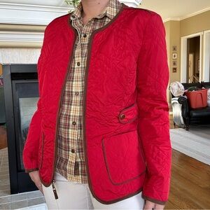 Red Quilted with Brown Piping Riding Jacket Size Medium